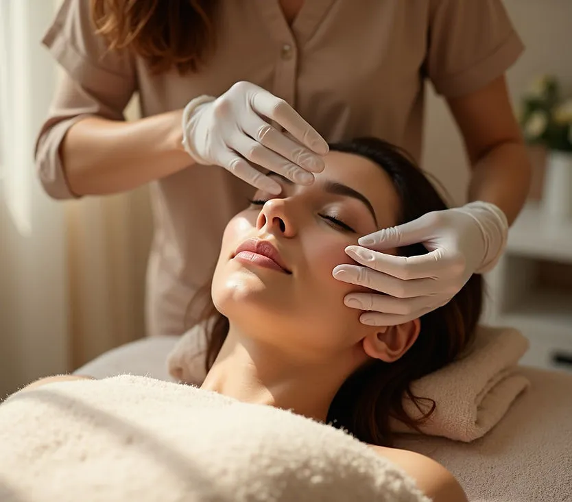 A relaxing skincare treatment in progress